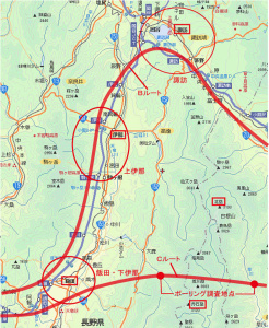 長野県内リニアルート図